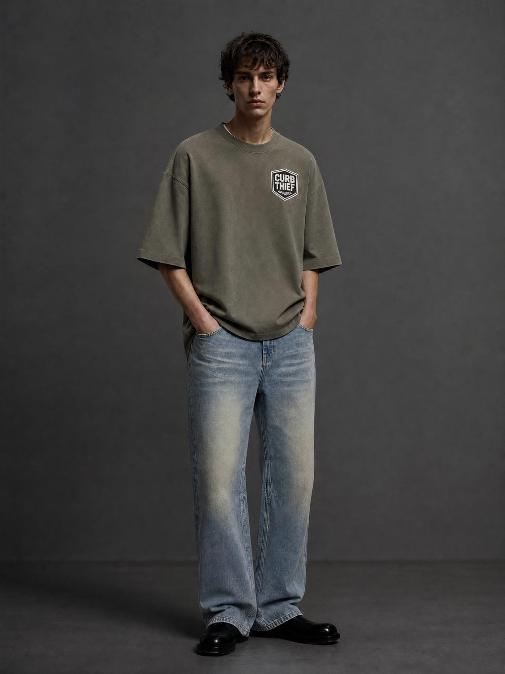 "CORE " Oversized 100%Cotton T-Shirt Vintage Washed