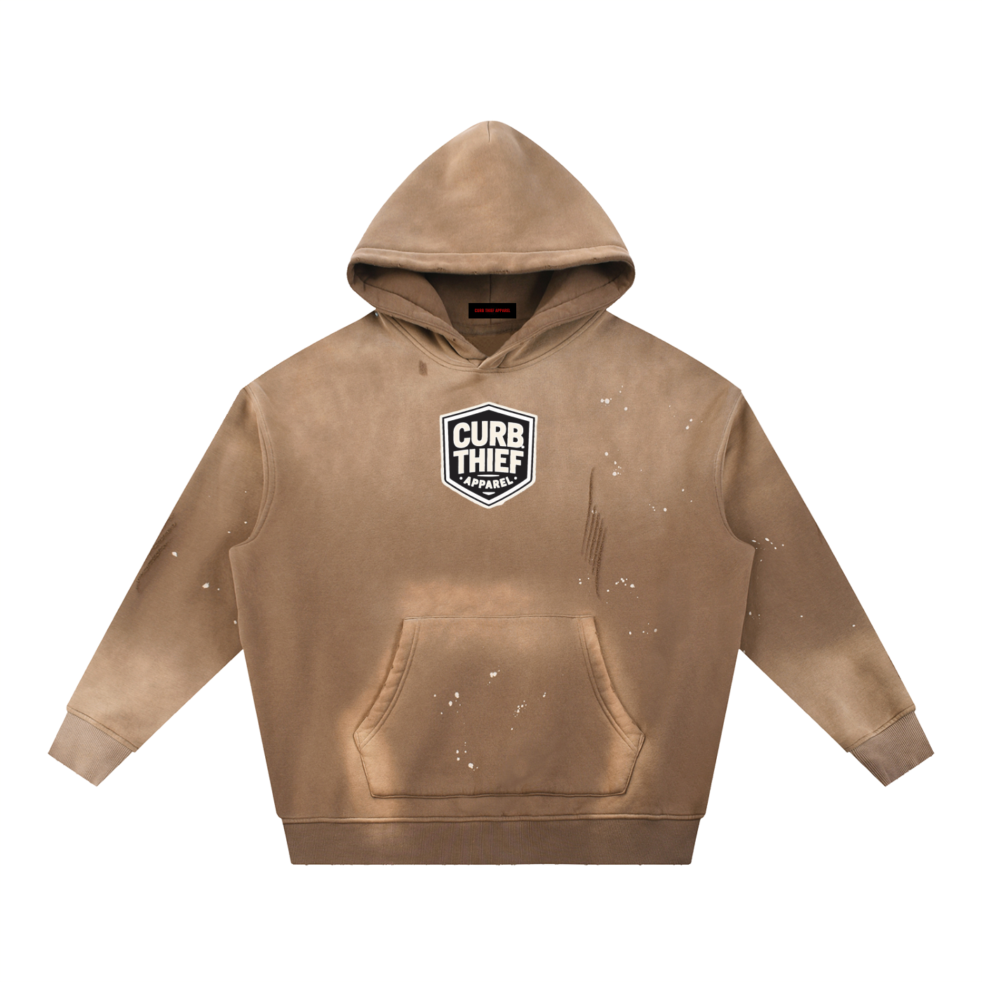 "CROWN" Frayed Fleece Vintage Wash Hoodie