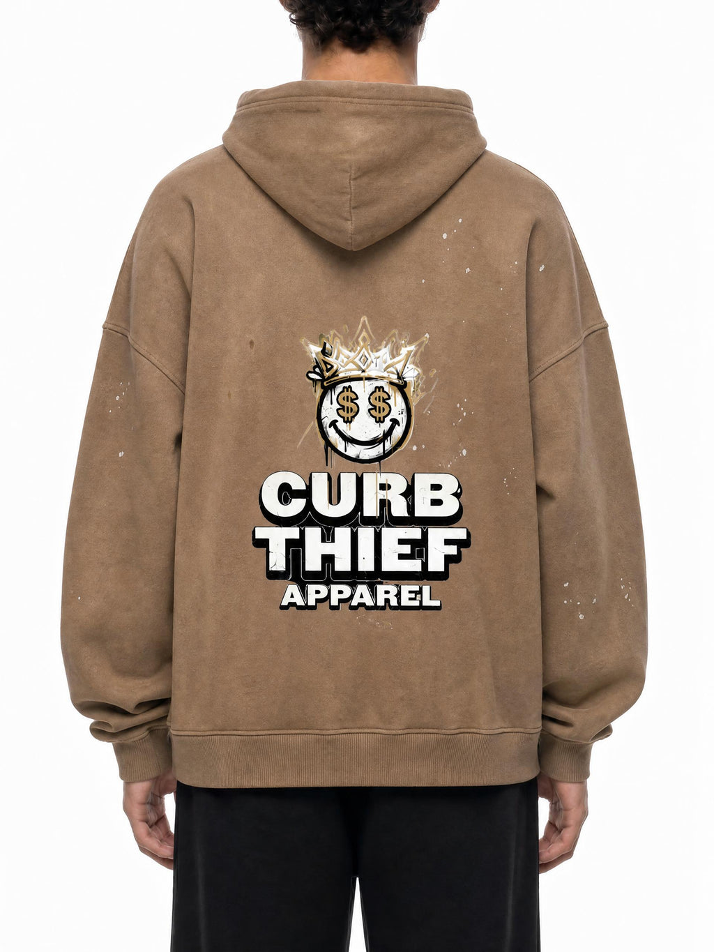 "CROWN" Frayed Fleece Vintage Wash Hoodie