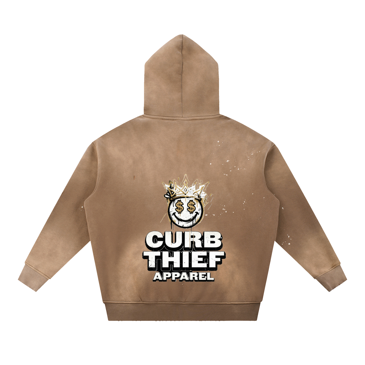 "CROWN" Frayed Fleece Vintage Wash Hoodie