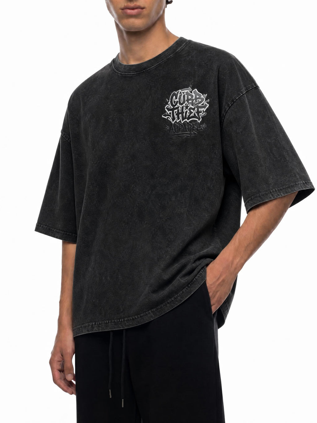 "VOID" Oversized Snow Washed Cotton T-Shirt